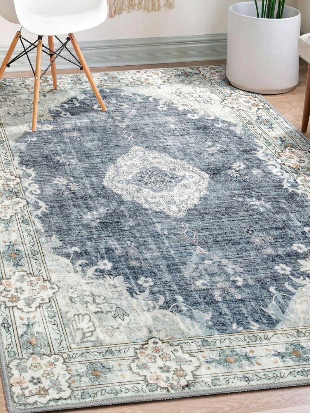 3x5 Rug Washable,Boho Area Rugs Small Non Slip Low-Pile Floral
